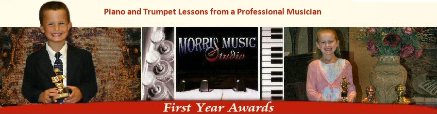 Morris Music Studio Logo with 2 Awards Photos