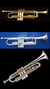 Photo of student, intermediate and professional trumpets