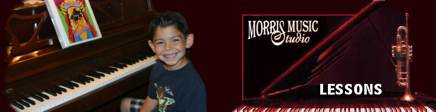 Morris Music Studio Logo with Photo of Student