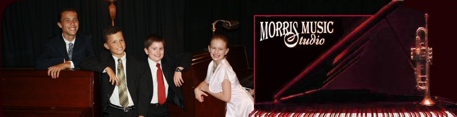 Morris Music Studio Logo with Photo from Oct 2010 Festival of Four Recital